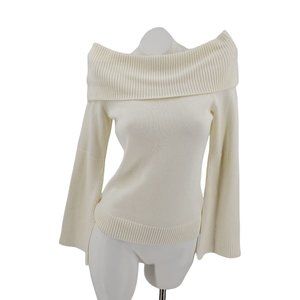 Antonio Melani Ivory Knit Off Shoulder Bell Sleeve Sweater